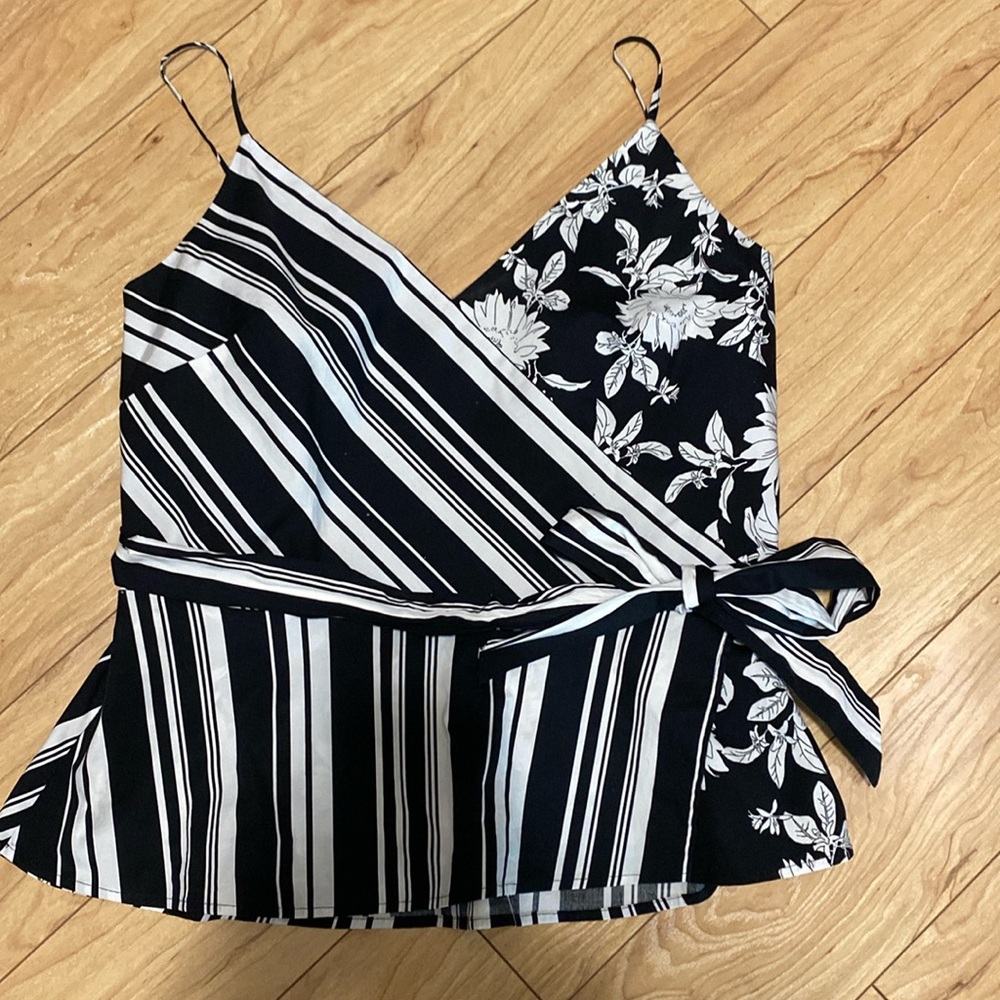 White House Black Market striped peplum top